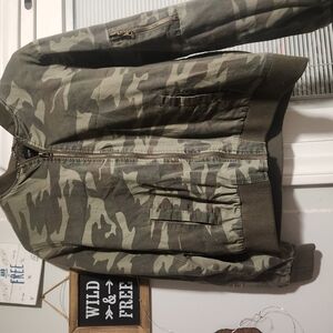 New Look Green and Brown Bomber Jacket Lightweight Military Style